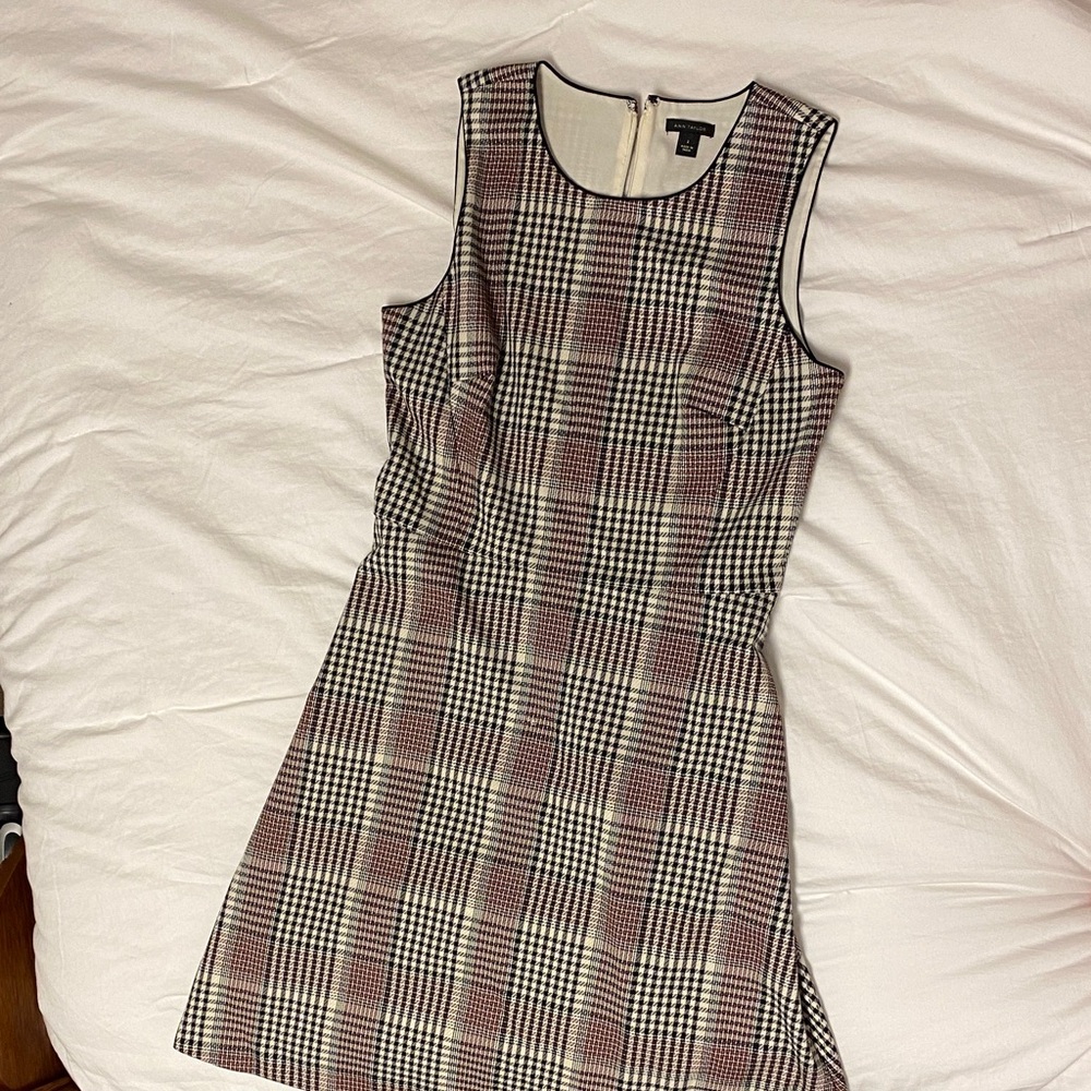 Ann Taylor Brown and Black Plaid Midi Dress